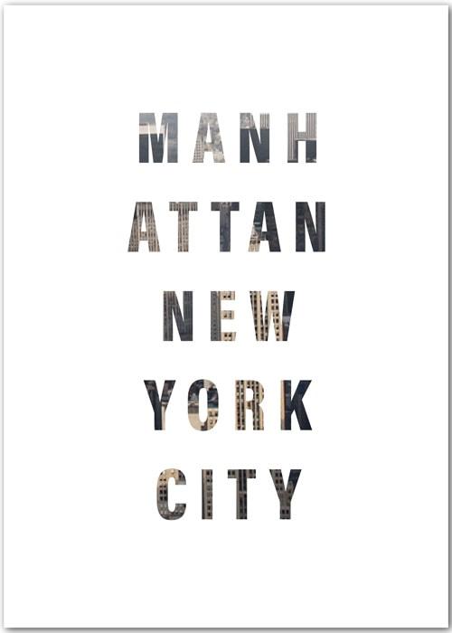 Grafik-Poster mit Typografie und dem Aufdruck Manhattan, New York City