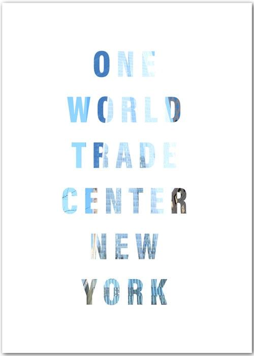 Grafik-Poster mit Typografie und dem Aufdruck World Trade Center, New York