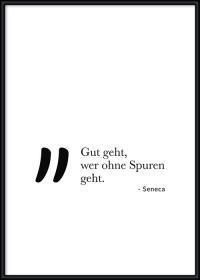 Typografie-Poster, gerahmt, mit Zitat von Seneca – Ohne Spuren gehen