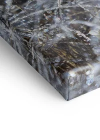 Winterliches Leinwandbild, Eiche Rahmen, mit kristallisierten Wassertropfen an Gräsern.