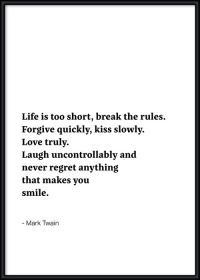 Motivationsposter, gerahmt, mit einem Zitat von Mark Twain - break the rules.