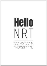 Typografie-Poster mit den Koordinaten des Tokio Airport NRT