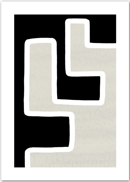 Grafik-Poster – Labyrinth im Boho-Stil in schwarz und beige