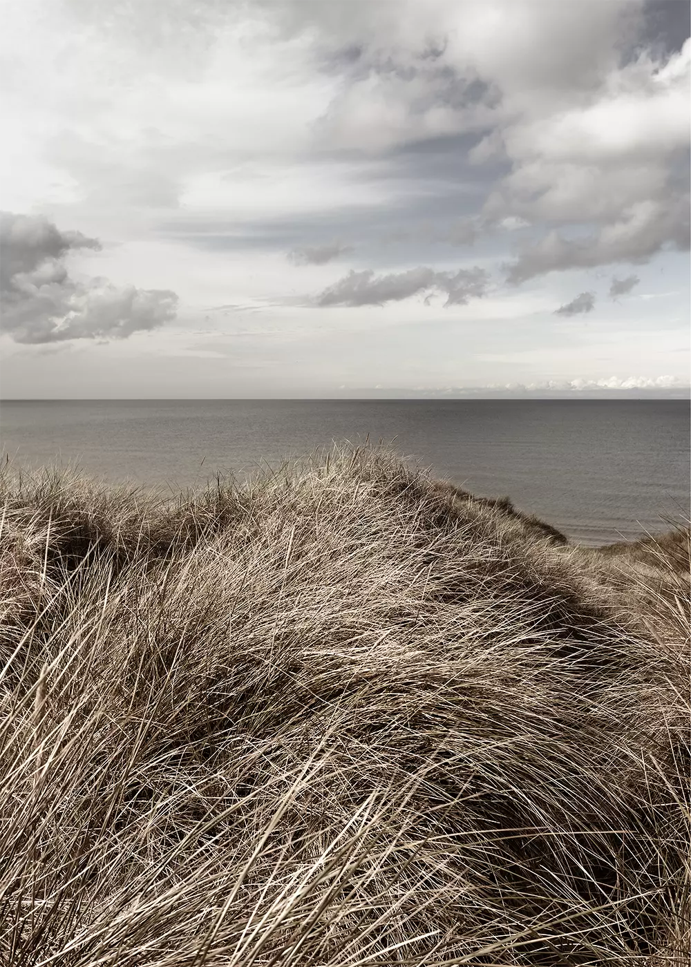 Poster mit Blick über eine Düne auf das Meer
