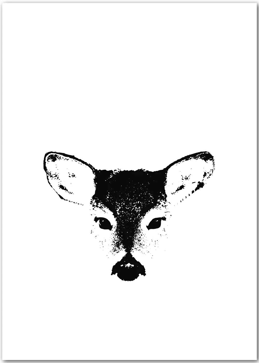 Poster mit Reh als Illustration in schwarz-weiß Poster mit Reh als Illustration in schwarz-weiß