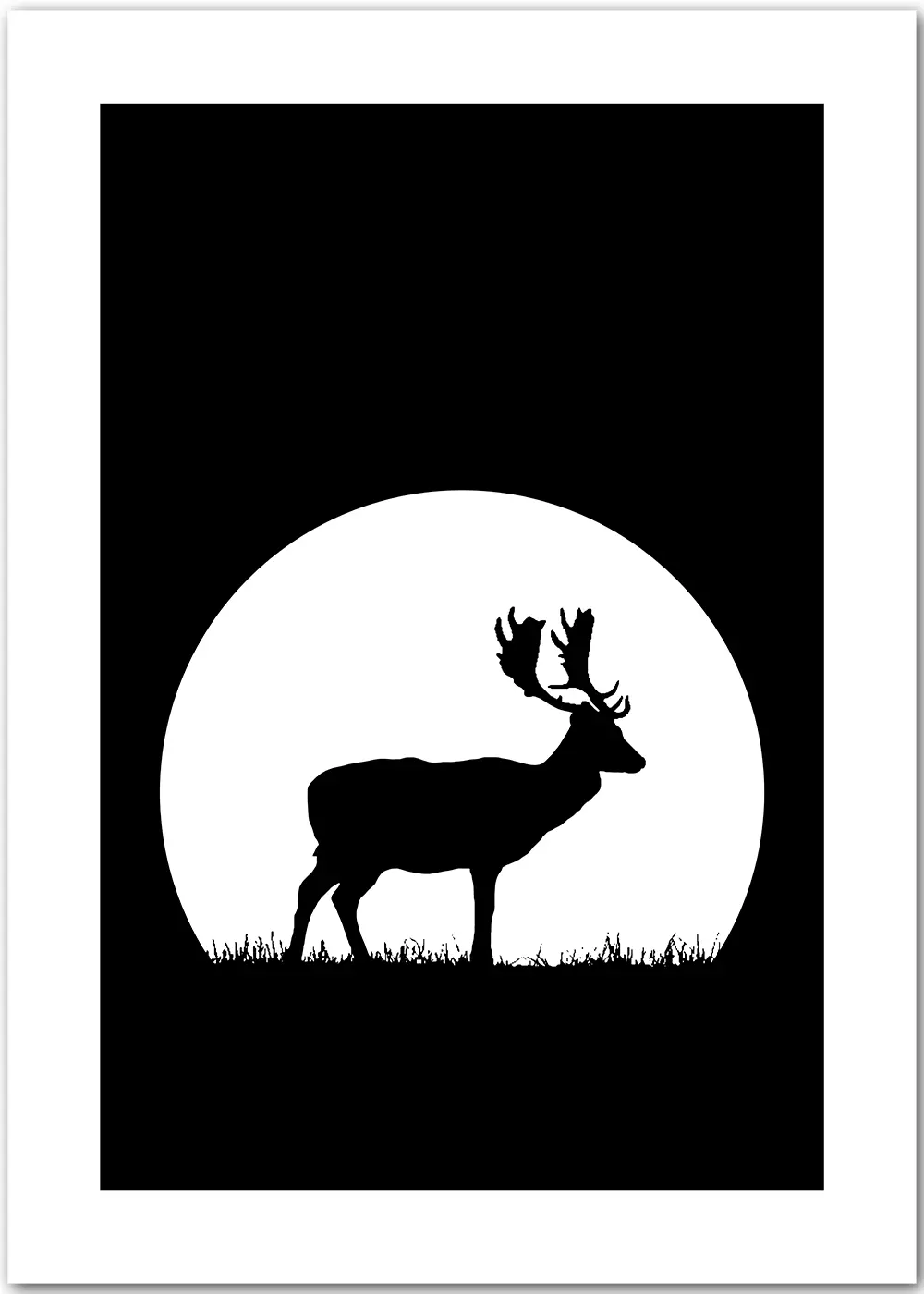 Poster mit Elch als Grafik in schwarz-weiß