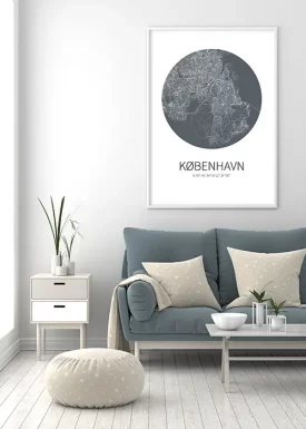 Kopenhagen Karte im Kreis | Poster