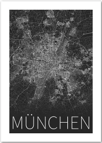 Poster mit Karte von München in schwarz-weiß