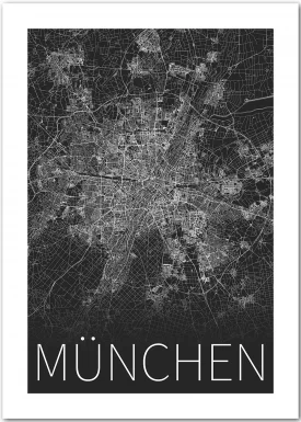 München Karte Schwarz-weiß | Poster