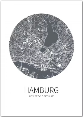 Hamburg-Karte im Kreis | Städteposter