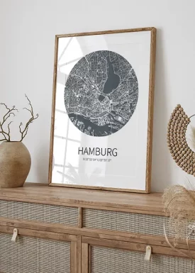 Hamburg-Karte im Kreis | Städteposter