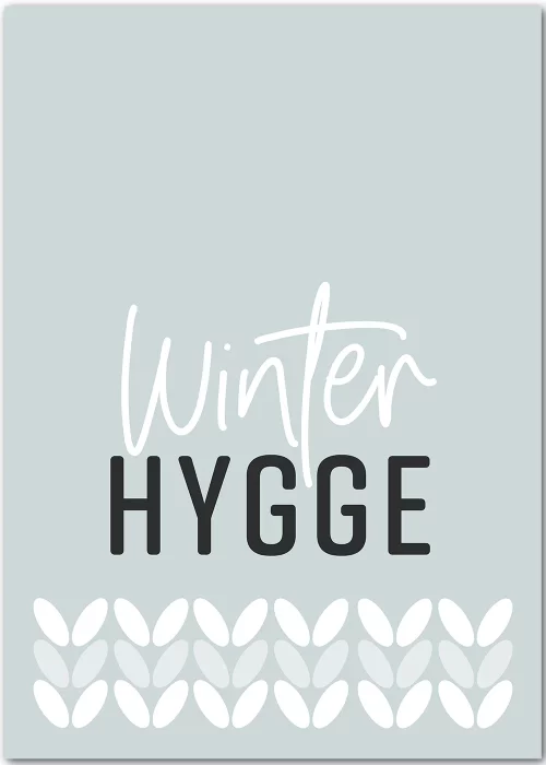 Poster mit Typografie "Winter-Hygge" in eisblau