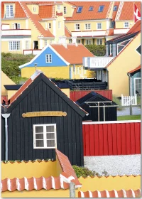Poster mit bunten Häusern in Skagen, Dänemark