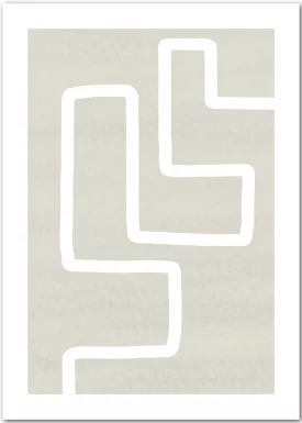 Poster Labyrinth, weißer Pinselstrich auf einem Hintergrund in Pergament-Optik