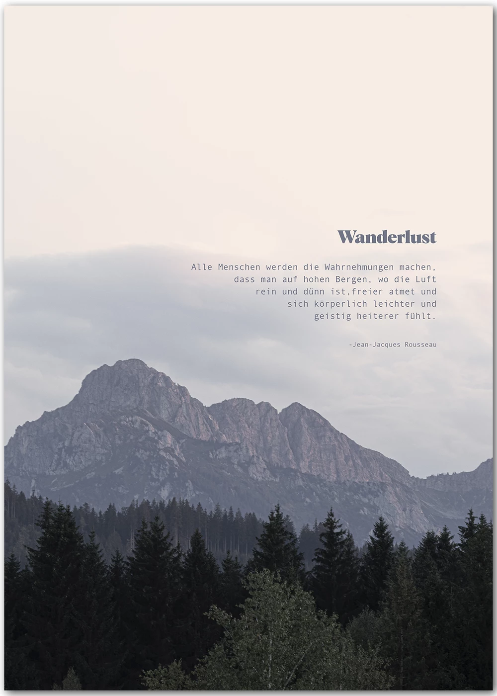 Poster Wanderlust | Berge-Poster mit Zitat | die posterschmiede