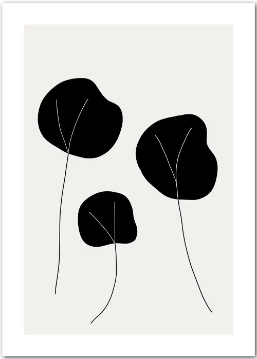 Poster mit abstrakten Blumen in schwarz und weiß