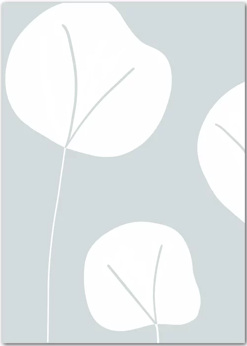 Poster mit grafischen Blumen in grau und weiß