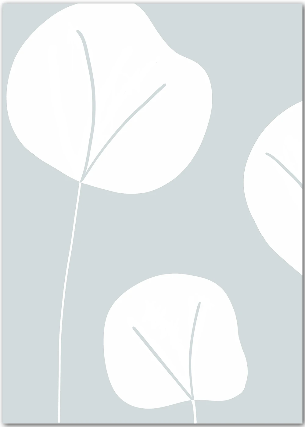 Poster mit grafischen Blumen in grau und weiß