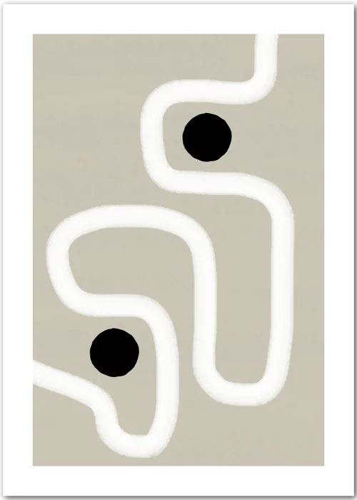 Poster mit Linie und Punkten als minimalistische Grafik in Handmade-Optik