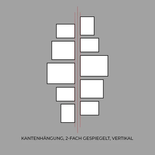 Bilder in Kantenhängung anordnen. 2-fach gespielt in vertikaler Ausrichtung