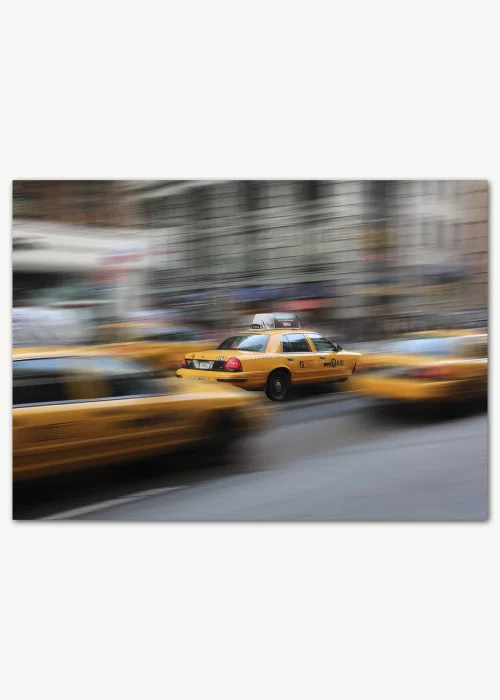 Poster in verwischter Optik mit gelben New Yorker Taxis