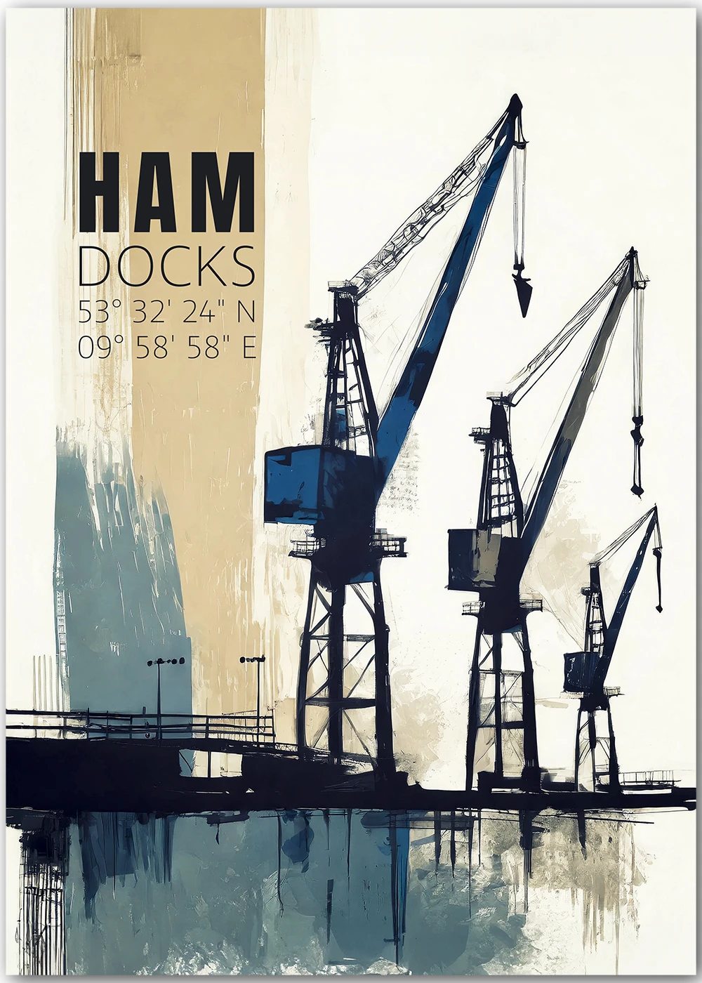 Poster mit Kränen im Hamburger Hafen.