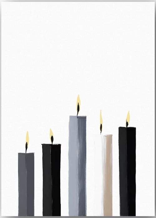 Hochwertiges Poster mit brennenden Kerzen für echtes Hygge-Feeling.