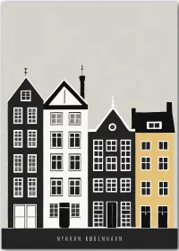 Hochwertiges Poster Kopenhagen Nyhavn abstrakt in reduzierter Farbstimmung.