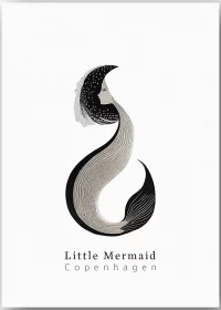 Ein Poster mit Little Mermaid, die kleine Meerjungfrau, das Wahrzeichen von Kopenhagen.