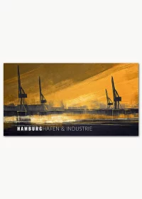 Wandbild Aludibond Hamburg Hafen und Industrie. Panorama-Format.