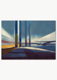 Premiumposter mit abstraktem Gemälde von einem Flughafenterminal.