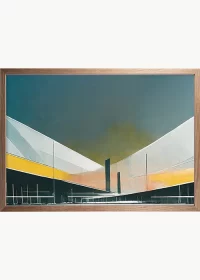 Premiumposter, Eiche Rahmen, mit einem abstrakten Flughafenterminal.