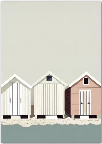 Premiumposter mit Strandhütten – Grafik-Poster.