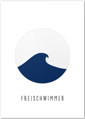 Nostalgisches Motivationsposter mit dem Wort Freischwimmer.