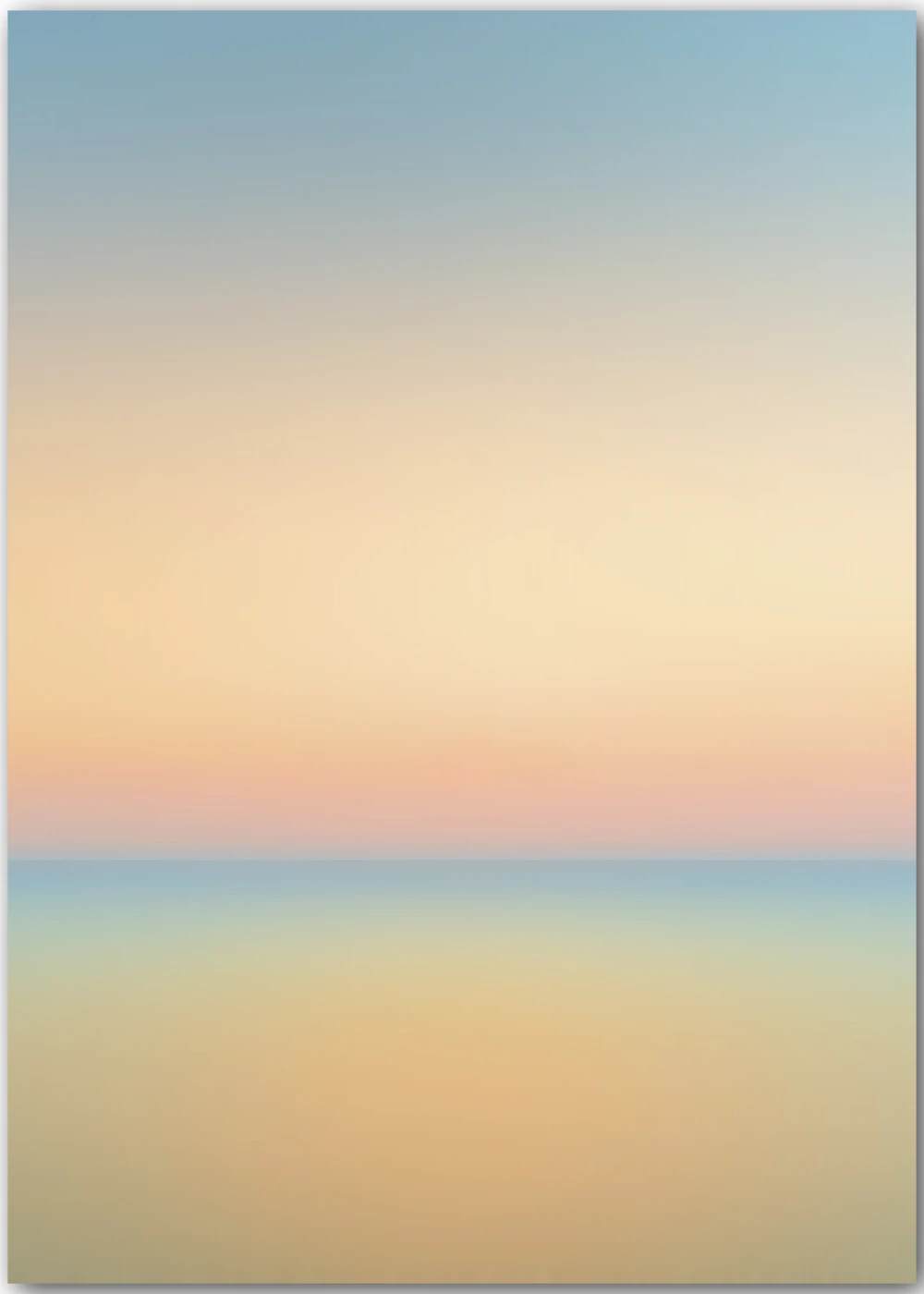 Poster mit einem abstrakten Farbverlauf in Meerestönen in blau, gelb und apricot.