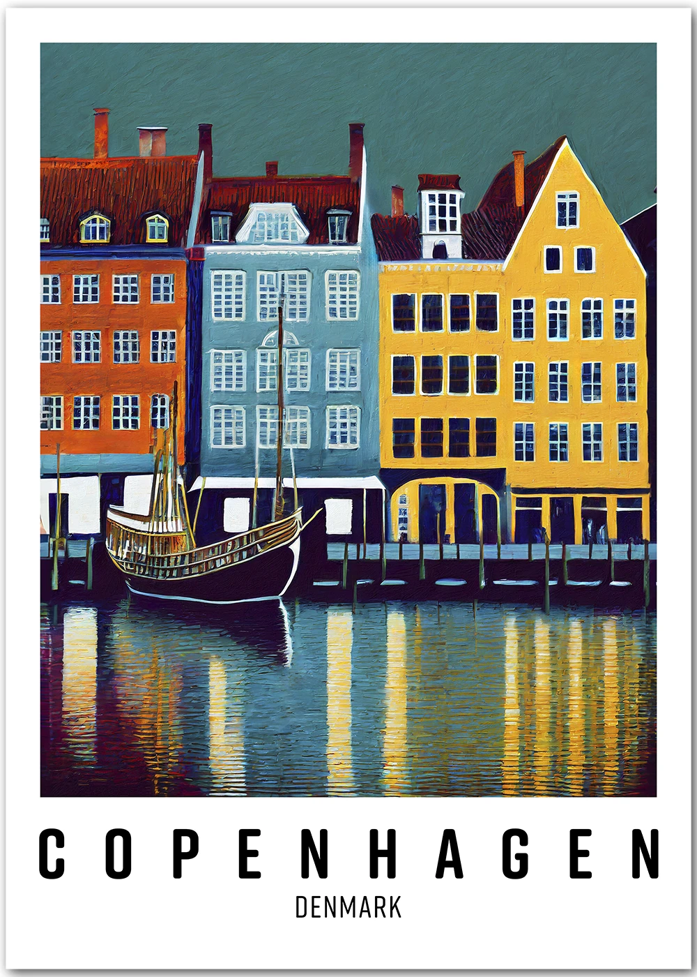 Poster – Copenhagen Nyhavn bei Nacht Poster – Copenhagen Nyhavn bei Nacht