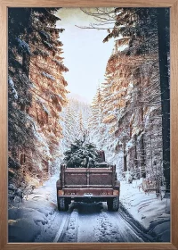 Weihnachtsbild-Poster, Rahmen Eiche, Coming home for Christmas Weihnachtsbild-Poster, Rahmen Eiche, Coming home for Christmas