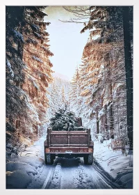 Weihnachtsbild-Poster, Rahmen Weiß, Coming home for Christmas Weihnachtsbild-Poster, Rahmen Weiß, Coming home for Christmas