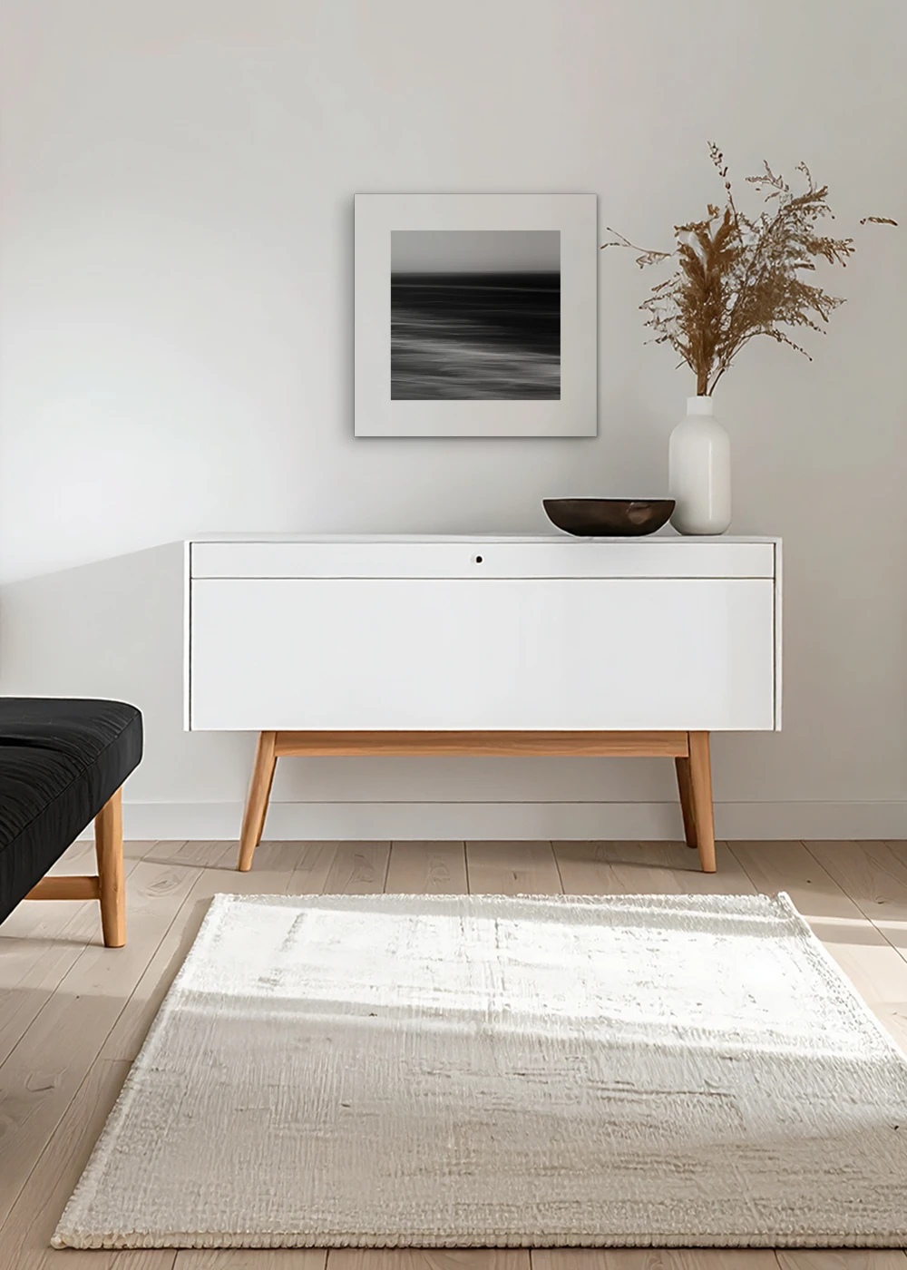 Inspiration Diele: Mystic Seascapes 4, reduzierte Küsten-Fotografie in Schwarz-Weiss, Fine-Art-Print auf Hahnemühle Papier, ohne Rahmen Inspiration Diele: Mystic Seascapes 4, reduzierte Küsten-Fotografie in Schwarz-Weiss, Fine-Art-Print auf Hahnemühle Papier, ohne Rahmen