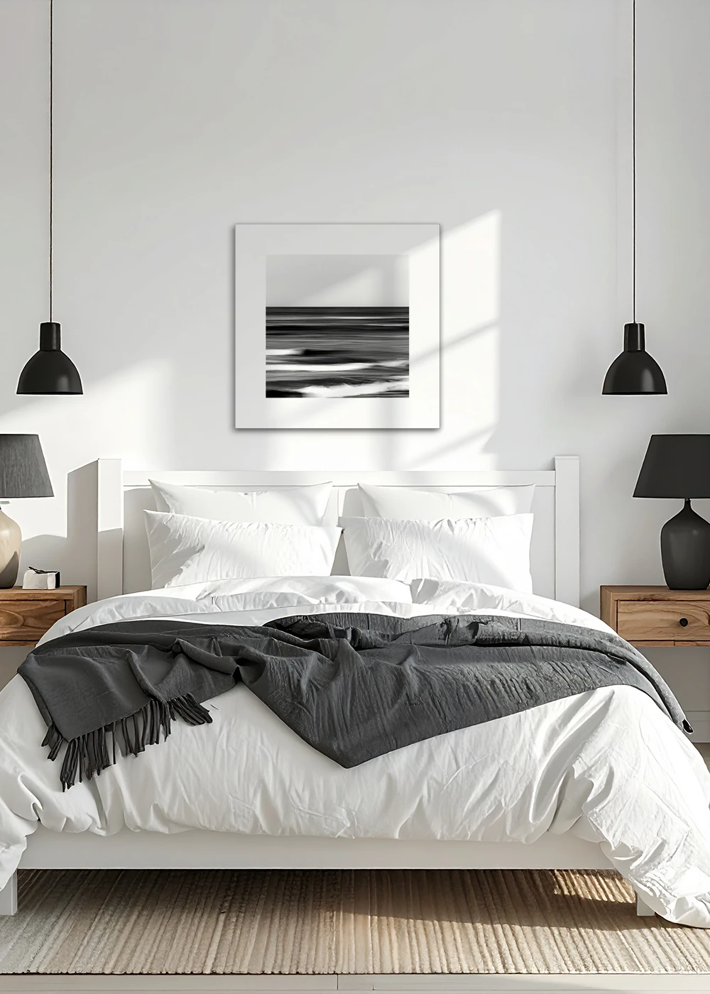 Inspiration Schlafzimmer: Mystic Seascapes 6, reduzierte Meeresfotografie in Schwarz-Weiss, Fine-Art-Print auf Hahnemühle Papier, ohne Rahmen