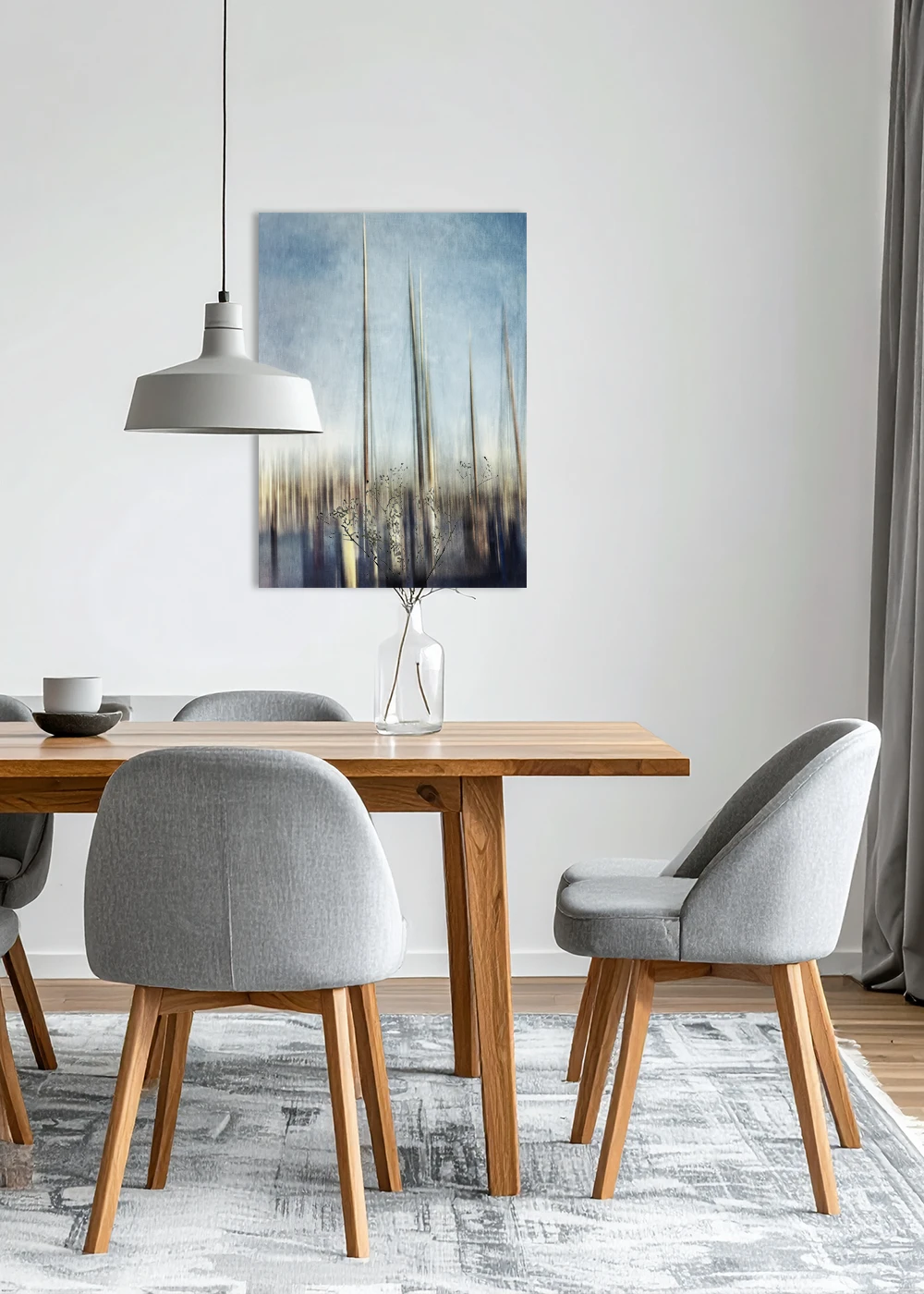 Inspiration Esszimmer: Impressionistische Fotografie mit Bootsmasten im Hafen als Gallery-Print. Inspiration Esszimmer: Impressionistische Fotografie mit Bootsmasten im Hafen als Gallery-Print.