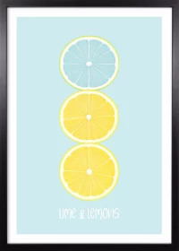 Lime & Lemons – stylisches Küchenposter in Pastelltönen im schwarzen Rahmen