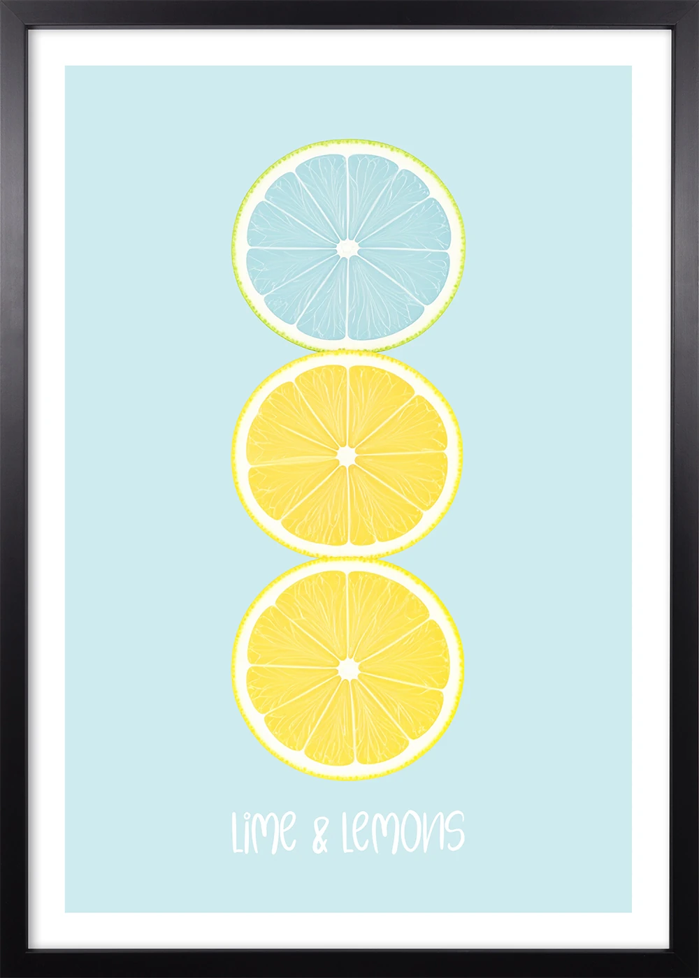 Lime & Lemons – stylisches Küchenposter in Pastelltönen im schwarzen Rahmen