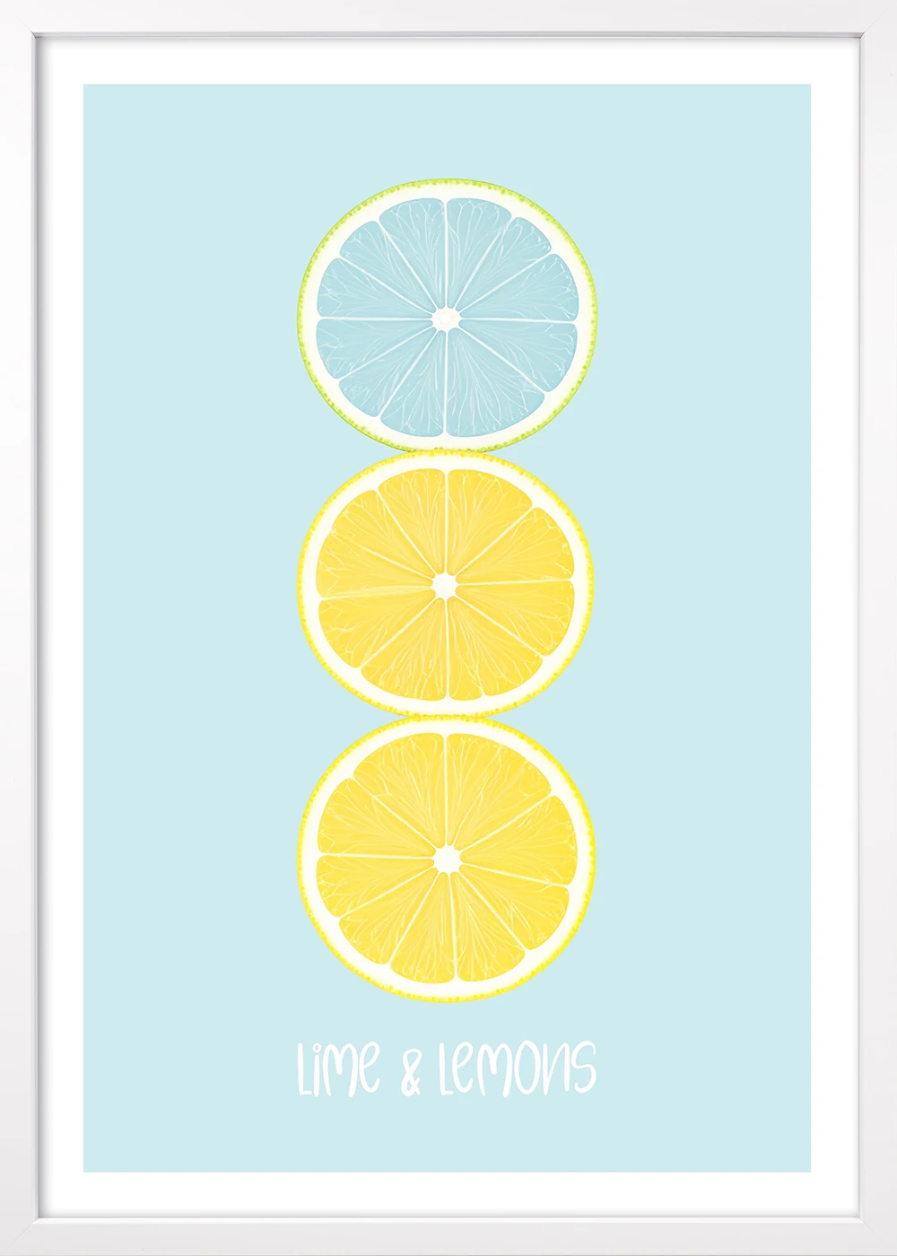Lime & Lemons – stylisches Küchenposter in Pastelltönen im weißen Rahmen
