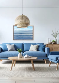 Inspiration Wohnzimmer: Meer-Poster im impressionistischem Stil, Rahmen Eiche Inspiration Wohnzimmer: Meer-Poster im impressionistischem Stil, Rahmen Eiche
