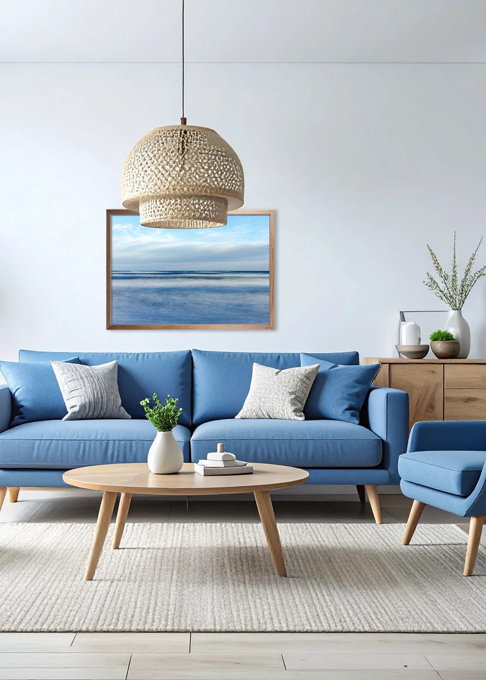 Inspiration Wohnzimmer: Meer-Poster im impressionistischem Stil, Rahmen Eiche Inspiration Wohnzimmer: Meer-Poster im impressionistischem Stil, Rahmen Eiche