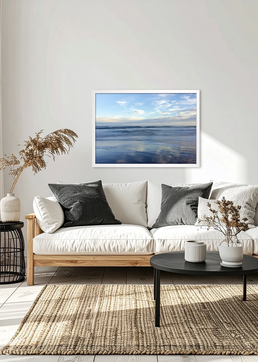 Inspiration Wohnzimmer: Blue Seascapes 2, künstlerische Meeresfotografie,als hochwertiges Poster, Rahmen Weiß Inspiration Wohnzimmer: Blue Seascapes 2, künstlerische Meeresfotografie,als hochwertiges Poster, Rahmen Weiß